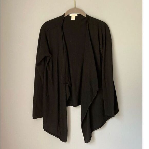 H&M women’s black open front waterfall cardigan sweater. S/M - Picture 1 of 4